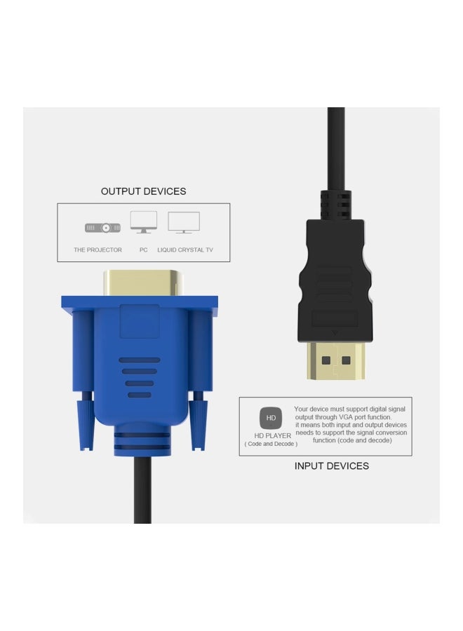 15-Pin HDMI To VGA Cable Black/Blue - Image 4