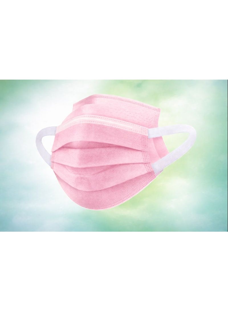 إيفوني كمامة طبية 3 طبقات لون وردي – علبة 50 قطعة بحلقات أذن مرنة. - Image 2