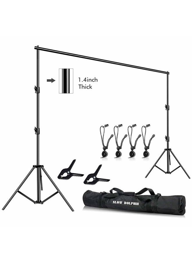 SLOW DOLPHIN Photo Video Studio 12ft (W) x 10ft (H) Heavy Duty Adjustable Photography Backdrop Stand Background Support System Kit with Carry Bag  - Image 1