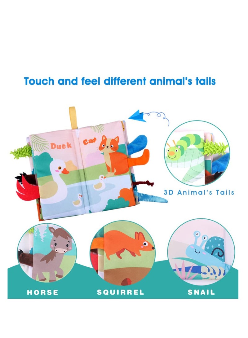 Soft Baby Book for Babies 0-3-6-12 Months, Interactive 3D Baby Cloth Books, Newborn Toys Gifts Car Seat Toys Hanging Toys Crinkle Tail Book for Baby Present - Image 2
