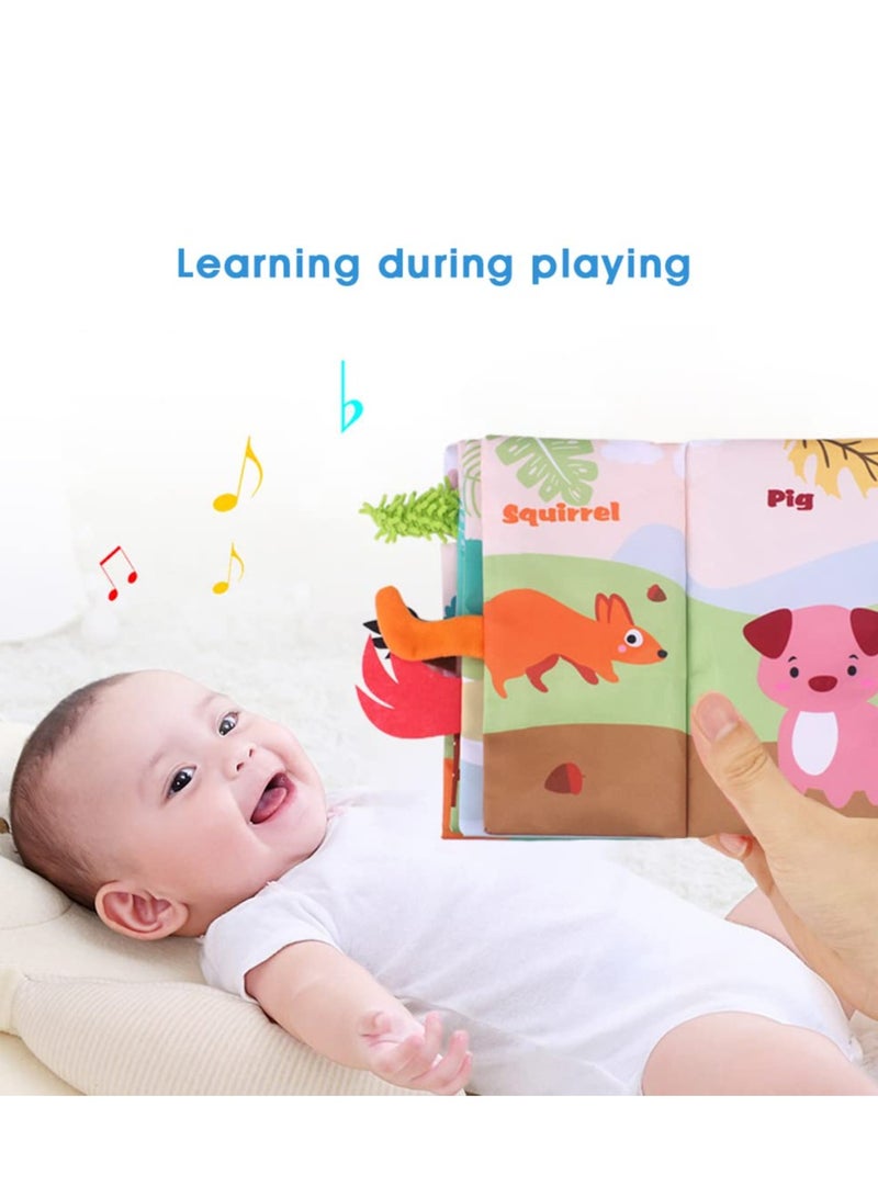 Soft Baby Book for Babies 0-3-6-12 Months, Interactive 3D Baby Cloth Books, Newborn Toys Gifts Car Seat Toys Hanging Toys Crinkle Tail Book for Baby Present - Image 5