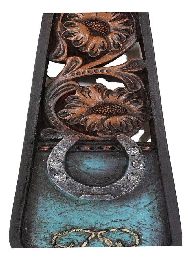Ebros Gift Rustic Southwest 'Family' Tuscan Fleur De Lis Emblems Turquoise Floral Scrollwork And Horseshoe Wall Cross Decor Plaque French Royalty Accent Christian Decorative Crosses - Image 5