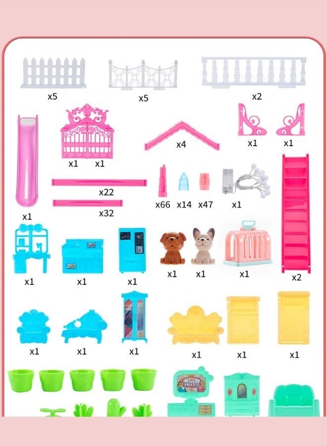 Dream House for Girls Villa Creative Role Play Set 4 Floors 10 Rooms Dollhouse With Gardens Toddler Playhouse DIY Building Kids Gift for 3-10 Year Old Girls 275 Pieces - Image 2