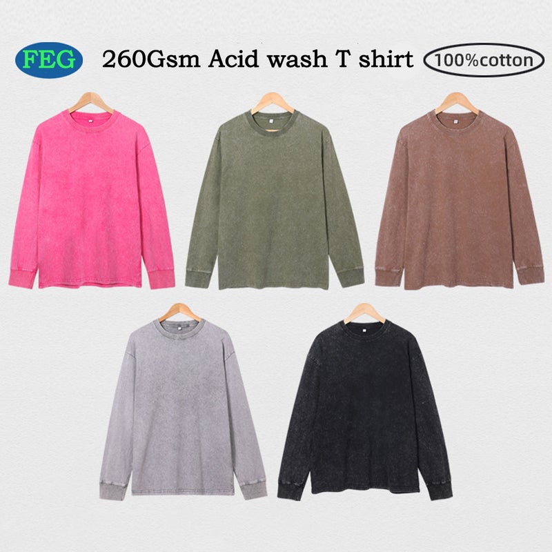 2024 Retro Washed Old Long Sleeve T-Shirt Trend Hip Hop Stone Mill Long Sleeve Fried Snowflake Men - Image 2