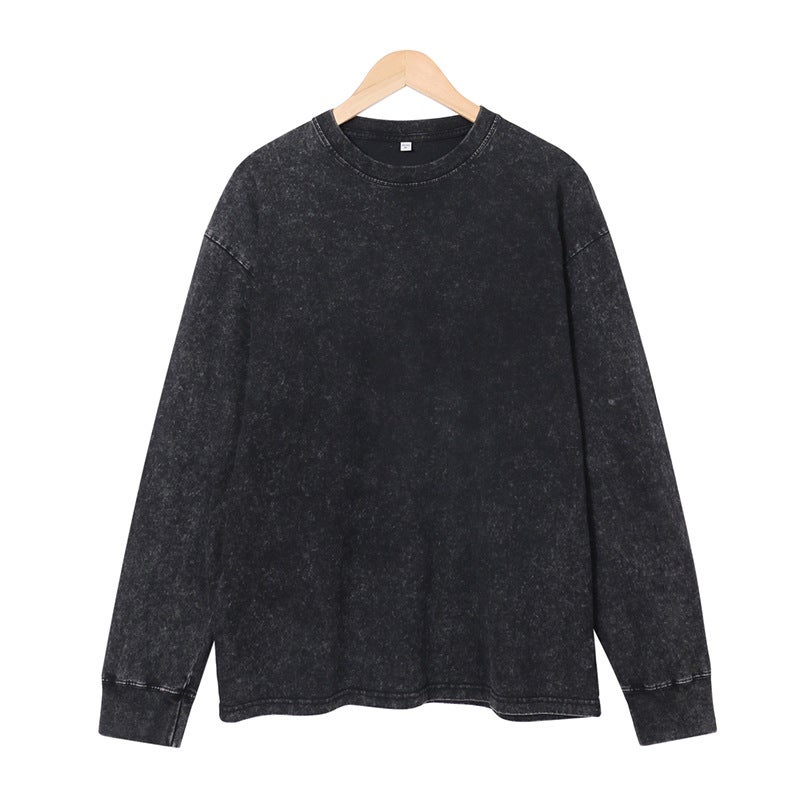 2024 Retro Washed Old Long Sleeve T-Shirt Trend Hip Hop Stone Mill Long Sleeve Fried Snowflake Men - Image 5