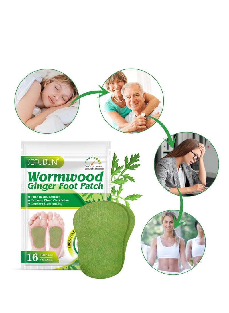 Sefudun Foot Pain Relief Patches Wormwood Ginger Relief Patch Plaster 16Pcs  - Image 2