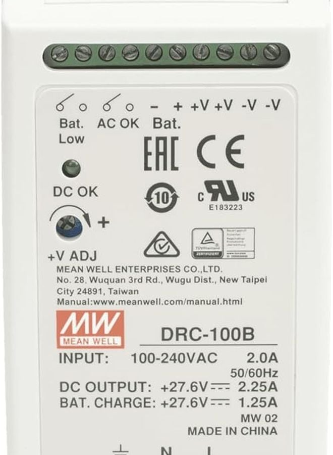 Mean Well DRC 100B DIN Rail Power Supply UPS Battery Charger 96 6W 27 6V 90 264VAC - Image 4