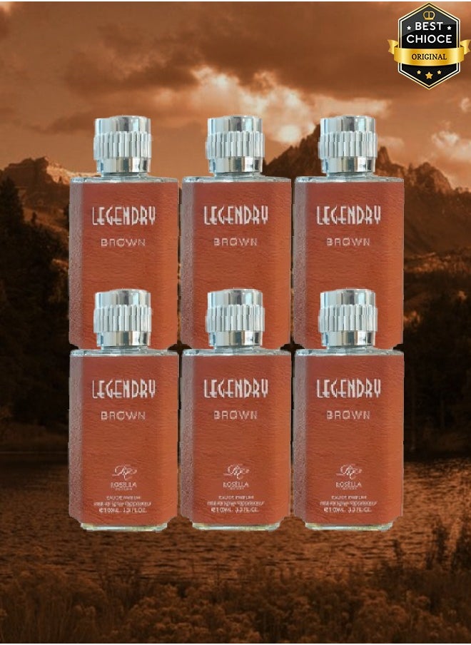 Rosella - 6 Pieces Legendary Brown Perfume For Men 100ml EDP - Image 1