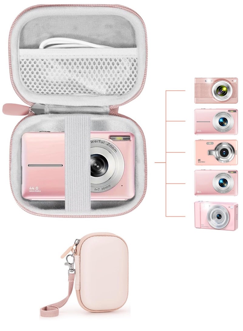 Digital camera bag, can store SD cards, spare batteries, data cables, plugs, etc., suitable for digital camera, travel portable cute small camera bag (pink) - Image 1