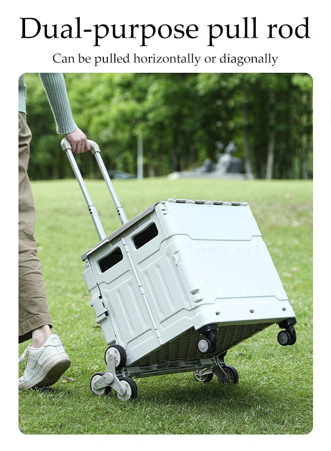 DUNISO Folding Shopping Trolley with Stair Climbing Wheels，Adjustable Height Grocery Cart with Cover，Multifunctional Storage Cart，Durable and Sturdy, for Groceries Travel Picnic Camping Office  - Image 5