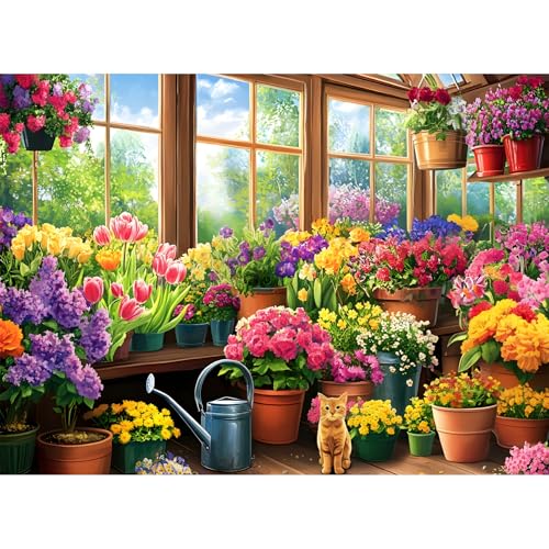 DAGIRT 300 Piece Puzzles for Adult Cute Cat Jigsaw Puzzles 300 Pieces for Adults Kids Senior Colorful Flower Adult Puzzle Challenging Family Fun Puzzle Activity Game Gift for Friend 205 X 15 Inches - Image 1