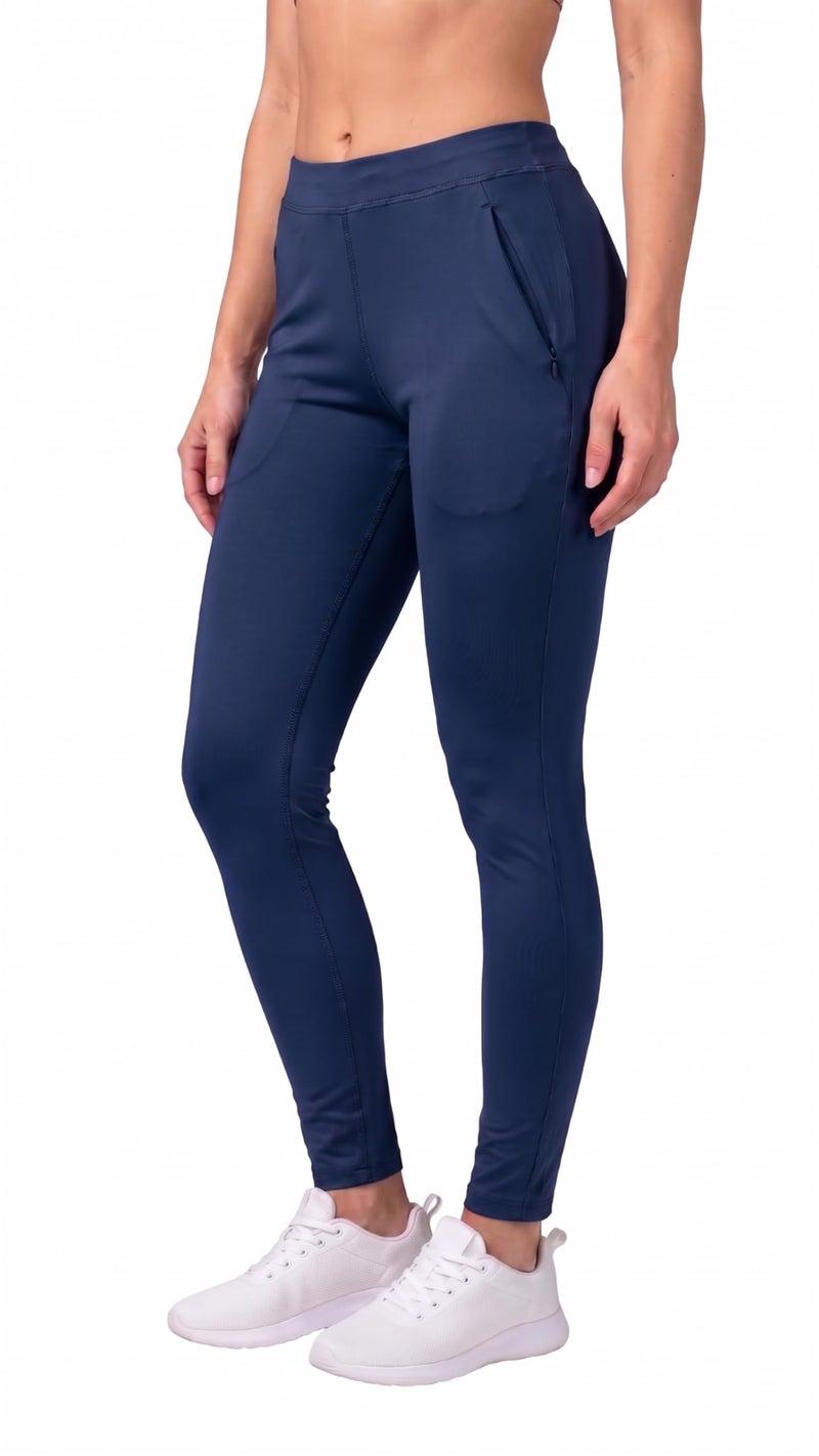 Mehrang Stretchable High Rise Yoga Pants for Women & Gym Pants for Women Workout with Mesh Insert & Side Pockets (in, Alpha, 2XL, Navy) - Image 1