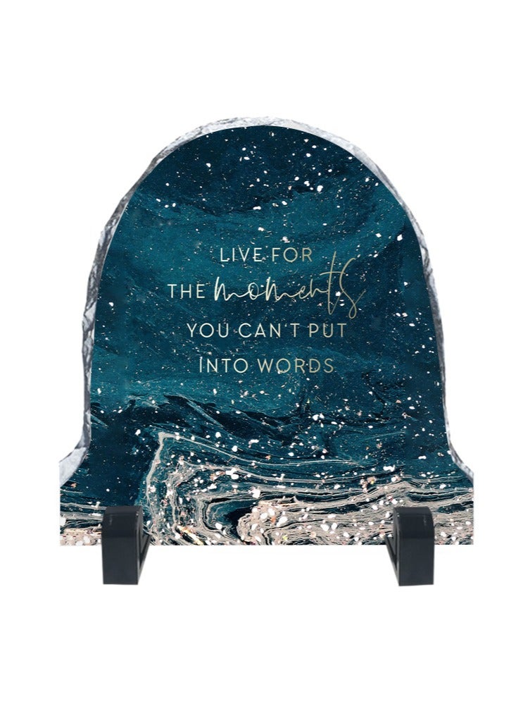 Service Zone Protective Printed White Rock Shape Marble Photo Frame for Table Top Live For The Moments You Cant Put Into Words  - Image 1