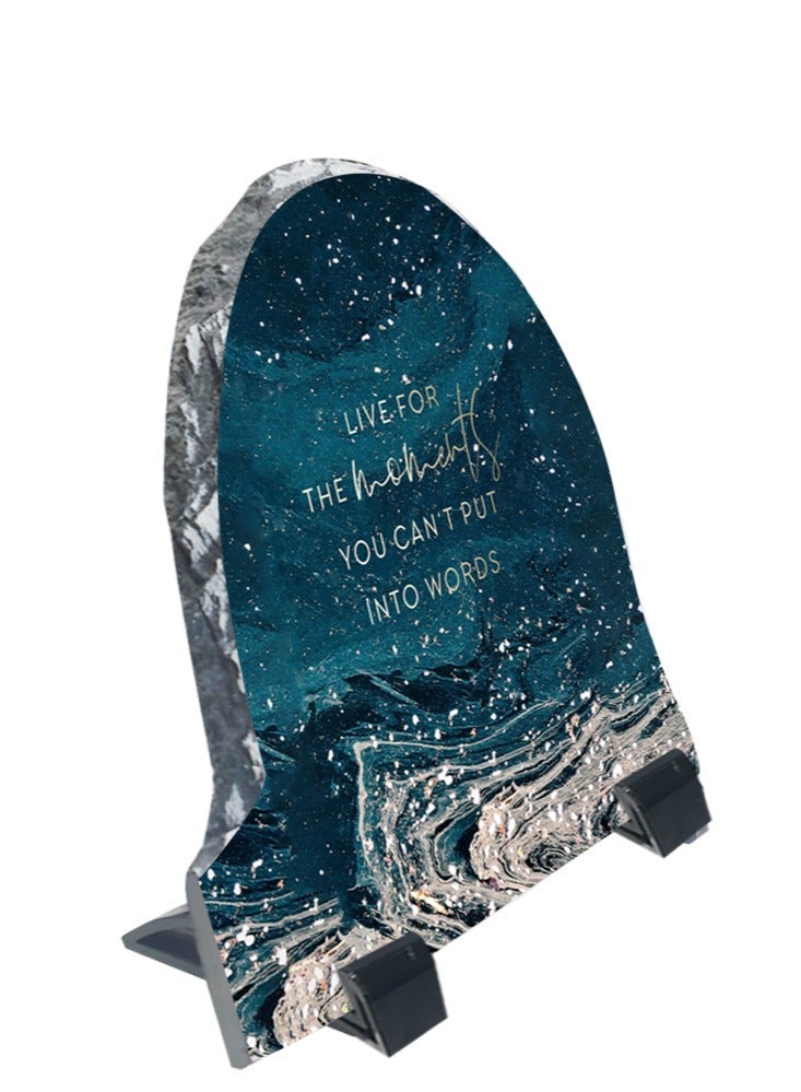 Service Zone Protective Printed White Rock Shape Marble Photo Frame for Table Top Live For The Moments You Cant Put Into Words  - Image 2