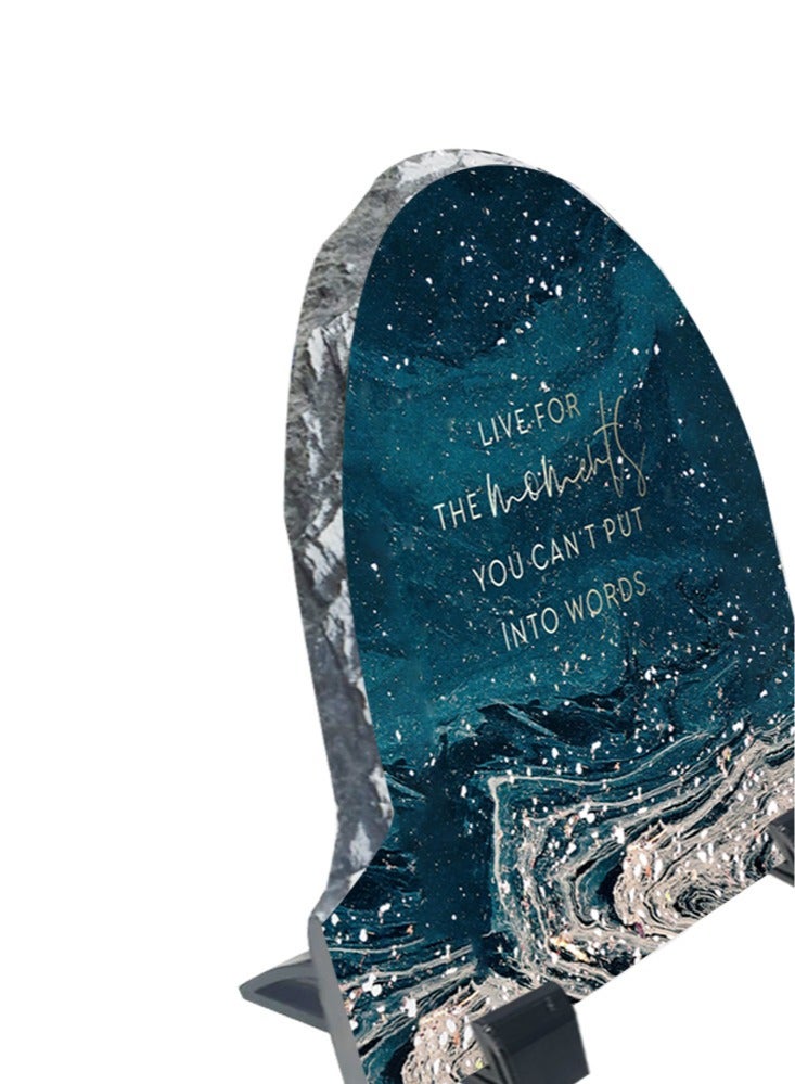 Service Zone Protective Printed White Rock Shape Marble Photo Frame for Table Top Live For The Moments You Cant Put Into Words  - Image 3