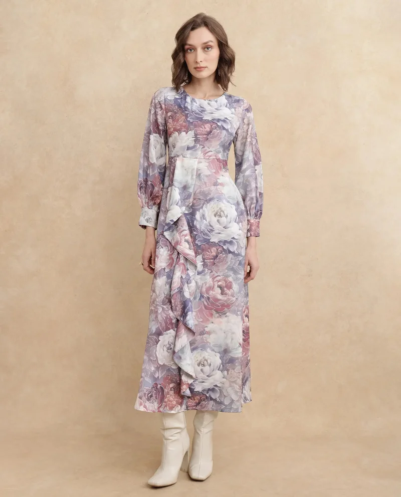 Rareism Women's Floral Print Maxi Dress
