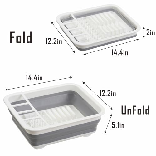 Craftend Collapsible Dish Drying Rack, Foldable Dinnerware Drainer Organizer for Storage Kitchen Counter RV Accessories Portable Rack Holders for Dishes Plates and Cups Camping Travelling Space Saver Essential - Image 2