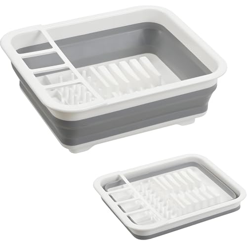 Craftend Collapsible Dish Drying Rack, Foldable Dinnerware Drainer Organizer for Storage Kitchen Counter RV Accessories Portable Rack Holders for Dishes Plates and Cups Camping Travelling Space Saver Essential - Image 1