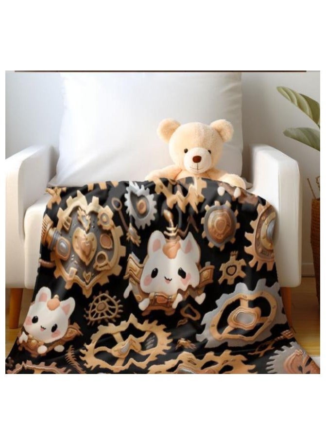 عام بطانية رقيقة من الفانيلا الكرتونية للأطفال أو الطلاب (دافئة ومريحة ومناسبة للنوم والألعاب) 100 سم * 150 سم - Image 1