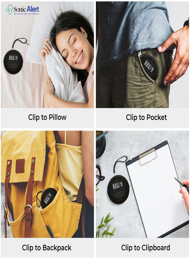 سونيك ألرت ساعة منبه سونيك أليرت المحمولة ذات الاهتزاز العالي، أسود - SBP100B - ساعة منبه سونيك شيكر ذات الاهتزاز العالي - استيقظ بالهز - Image 5