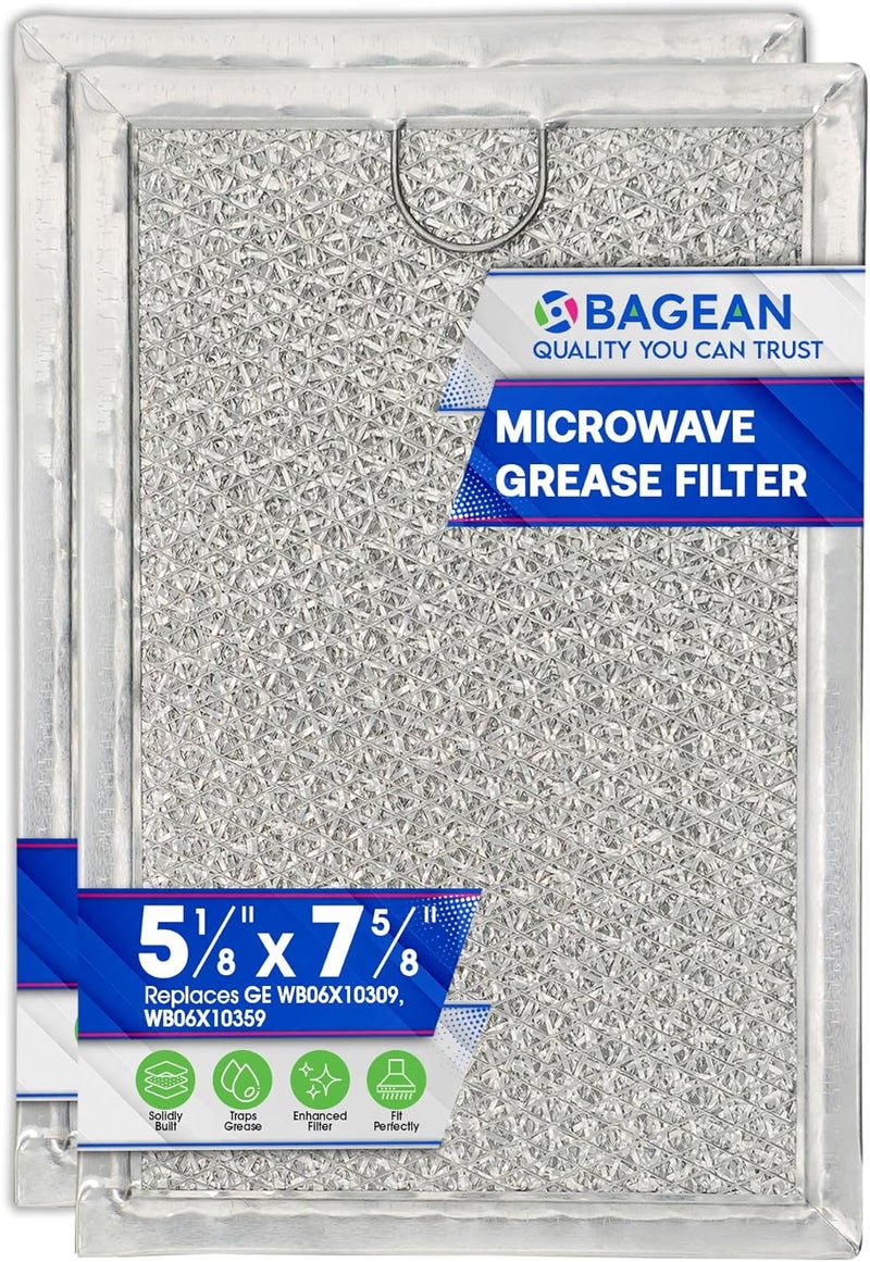 Bagean Microwave Filter Replacement 7.64” x 5.12” for GE WB06X10309 WB06X10359 Microwave Grease Filter - Also Fit’s LG Kenmore and More - Filters Kitchen Oven Air Entering Over the Range Vent Fan (2-Pack) - Image 1