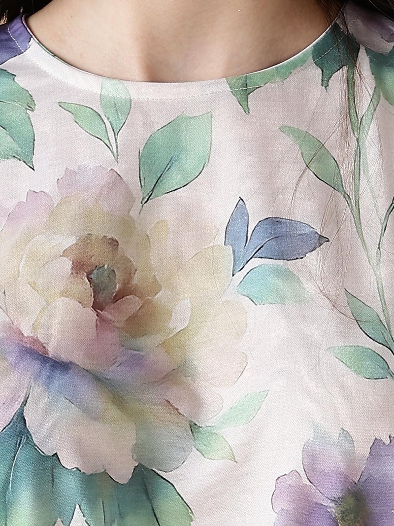 HELLCAT Elegant Floral Print Co-Ord Set for Girls 11-16 Years| Trendy Matching Top & Bottom Set_Lavander_11-12 Years - Image 3