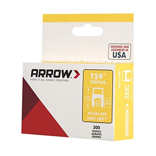 Arrow Fastener Arrow 591189 Genuine T59 Steel 5/16-Inch by 5/16 Crown Width Insulated Staples for Cable and Wiring, Clear, 300 Count - Image 2