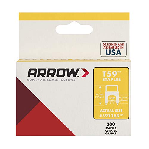 Arrow Fastener Arrow 591189 Genuine T59 Steel 5/16-Inch by 5/16 Crown Width Insulated Staples for Cable and Wiring, Clear, 300 Count - Image 4