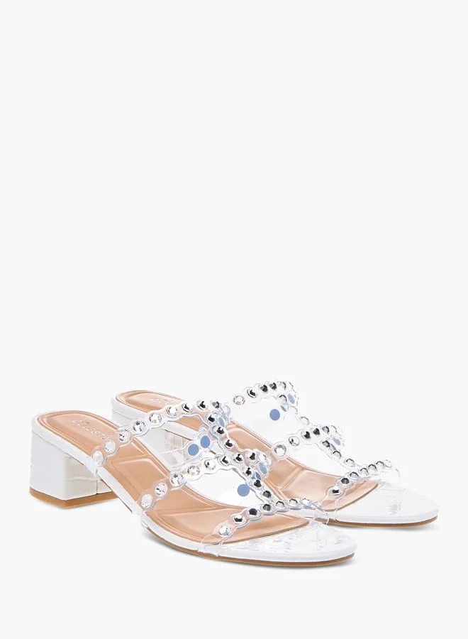Celeste Womens Embellished Slip-On Sandals With Block Heels