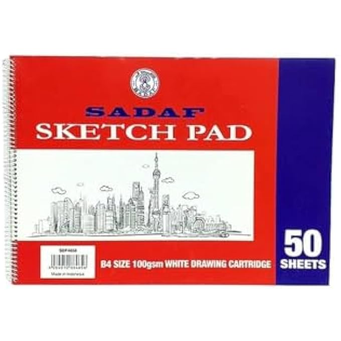 Sadaf 100GSM 50 SHEET WHITE DRAWING PAD BOOK, B4 SIZE, MULTICOLOR - Image 1