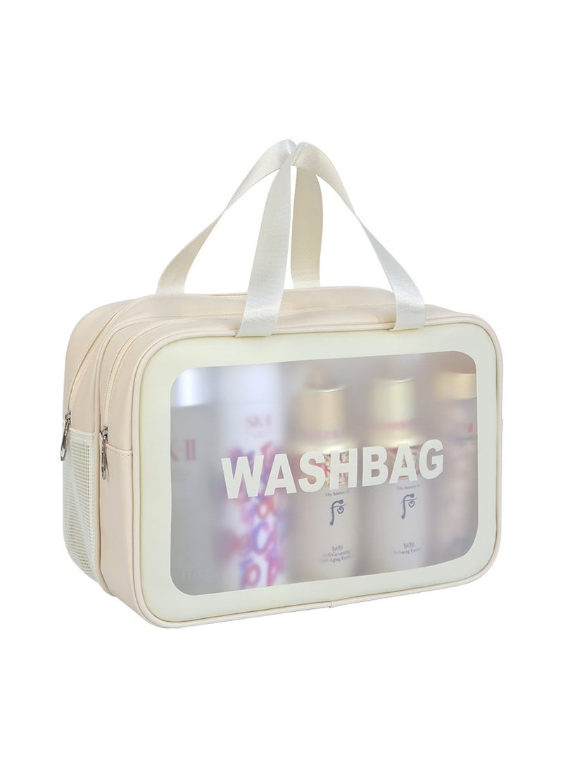 general PU Double-Layer High-Color Travel Portable Storage Bag Waterproof Cosmetic Bag Dry Wet Separation Swimming Gym Bag Wash Bag - Image 1