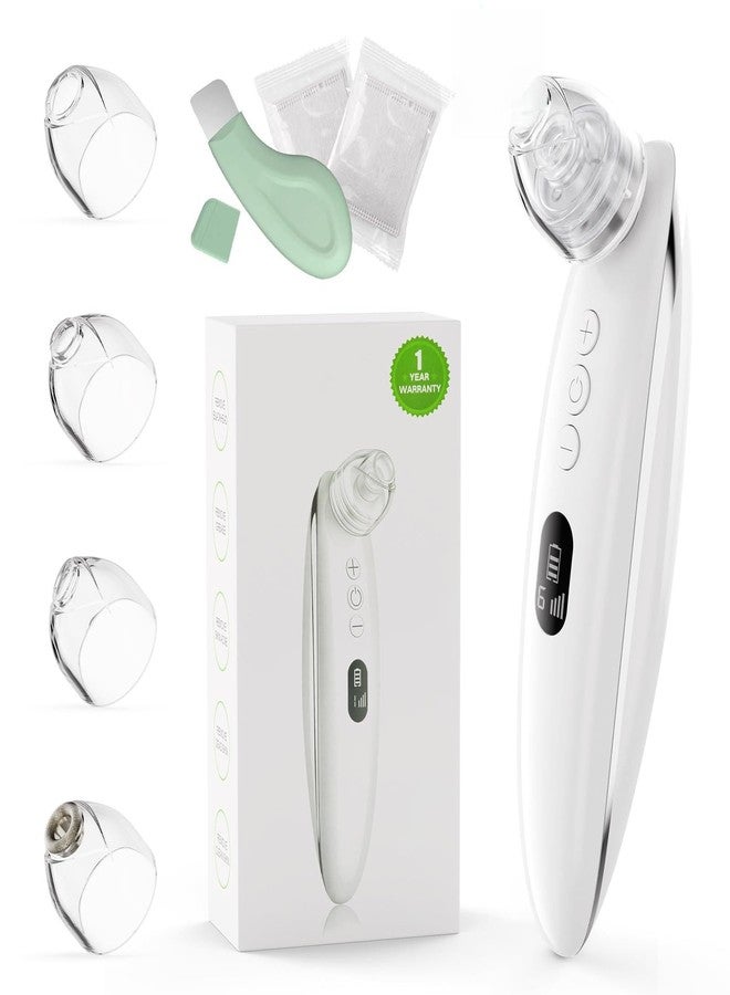 Yolampan Facial Pore Blackhead Remover Vacuum Blackhead Extractor Face Scraper Cleansing Tool Sucker Rechargeable Pore Cleaner Kit for Women Men with 6 Adjustable Suction Levels, 4 Probes (White) - Image 1