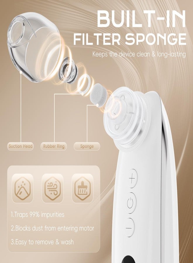 Yolampan Facial Pore Blackhead Remover Vacuum Blackhead Extractor Face Scraper Cleansing Tool Sucker Rechargeable Pore Cleaner Kit for Women Men with 6 Adjustable Suction Levels, 4 Probes (White) - Image 4