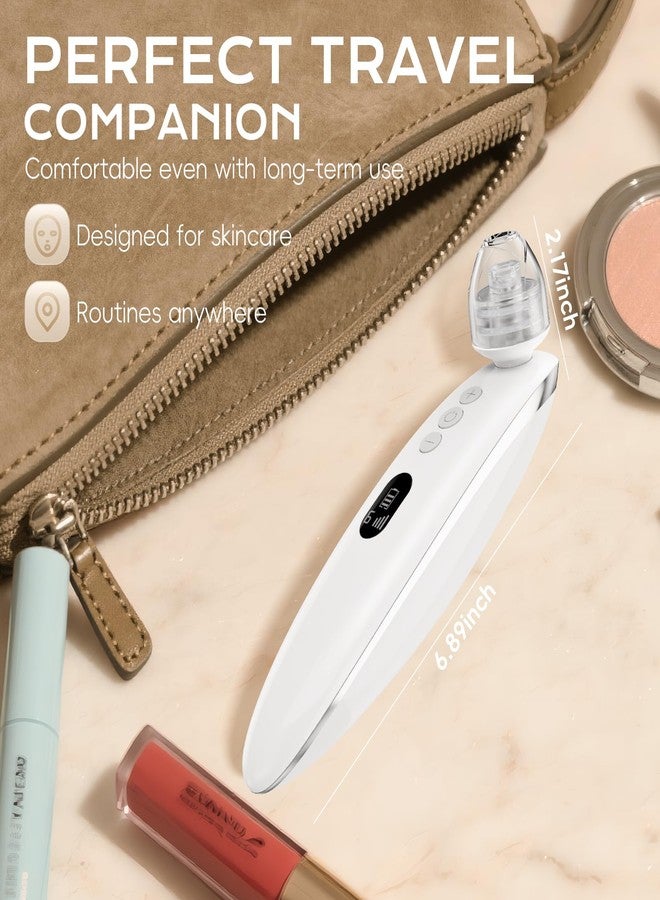 Yolampan Facial Pore Blackhead Remover Vacuum Blackhead Extractor Face Scraper Cleansing Tool Sucker Rechargeable Pore Cleaner Kit for Women Men with 6 Adjustable Suction Levels, 4 Probes (White) - Image 5
