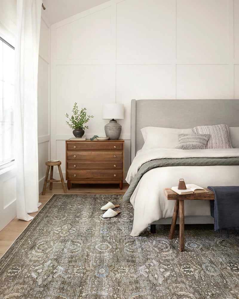 Loloi Layla Collection LAY-13 Antique/Moss 2'-6" x 9'-6" .13" Thick Runner Rug, Soft, Durable, Vintage Inspired, Distressed, Low Pile, Non-Shedding, Easy Clean, Printed, Living Room Rug - Image 2