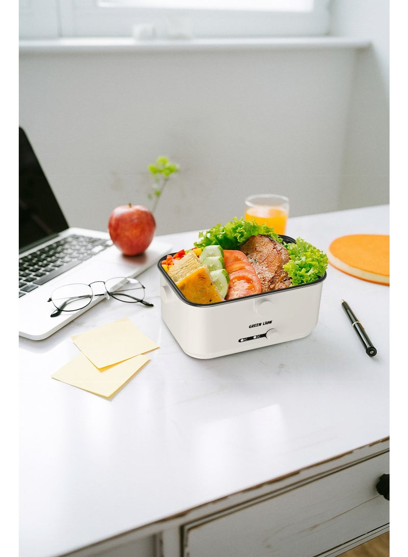 GREEN LION Lunch Mate Electric Stainless Steel with Keep Warm Function & Lunch Box 1.8L / Insulated / Portable / Temp Control 30-90°C / Safety Protection / Steam Vent / Carry Handle - White - Image 4