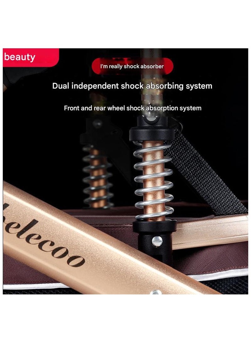 بيليكو عربة أطفال من Belecoo بزاوية رؤية عالية، مزودة بذراعَي دفع مزدوجين، يمكن استخدامها للجلوس والاستلقاء، قابلة للطي، مزودة بعجلات مطاطية رباعية بامتصاص قوي للصدمات، مساحة كبيرة، متينة ومناسبة للأطفال من عمر 0 إلى 3 سنوات – لون أزرق - Image 2