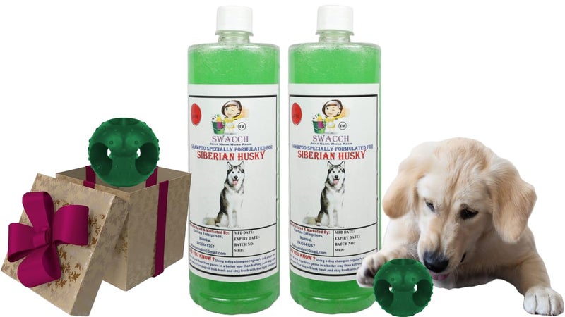 swacch Pet Shampoo | Puppy Safe Shampoo | PH Balanced | Ditch to Itch for Siberian Husky Dog Shampoo 2 Litre (Neem Alovera) + Goofy Ball Chew Toy Combo Pack - Image 1
