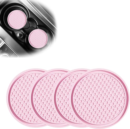 gunhunt 4Piece Honeycomb Waterproof Fixed Tea Coaster 275In PVC AntiSlip Cup Holder Insert Universal for Vehicle Interior Mats Pink - Image 1