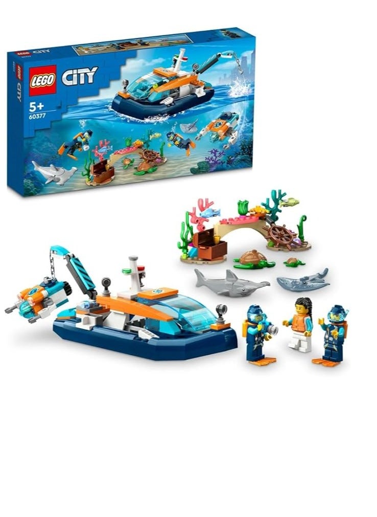 LEGO - City Explorer Diving Boat 60377 Building Toy Set – Exciting Underwater Adventure with Boat, Diver Minifigures & Marine Accessories – Perfect for Kids & LEGO Enthusiasts - Image 1