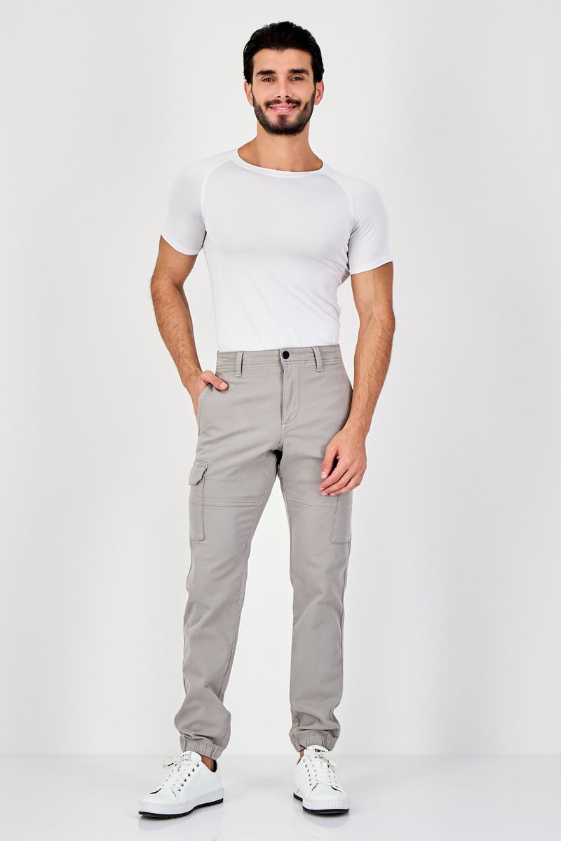 Celio Men Regular Fit Solid Cargo Pants, Grey - Image 4