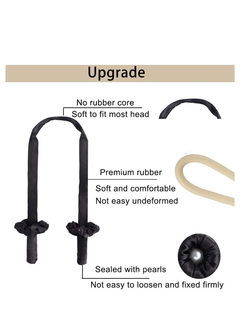 Premify Black Heatless Hair Curlers for Medium & Long Hair - Heat Less Hair Curler, Heat Silk Curls Headband, Scrunchies and Hair Clip - Curling Rod, Hair Roller Ribbon for DIY, Hair Styling Tools  - Image 2