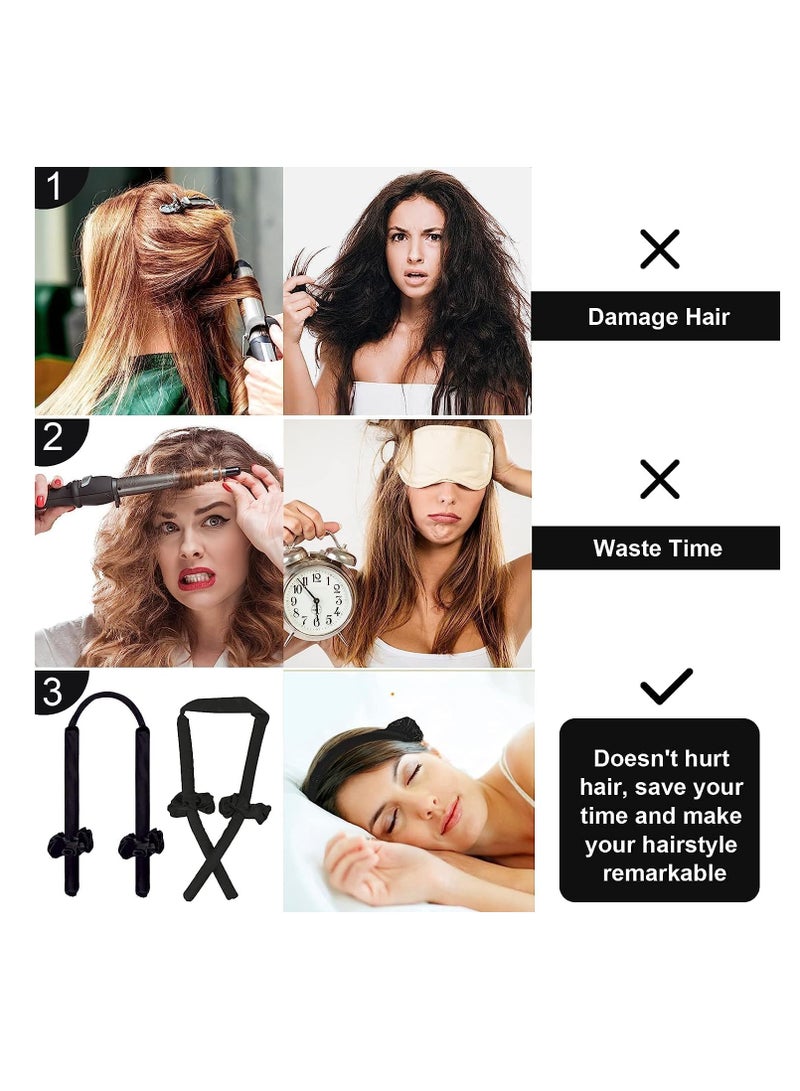 Premify Black Heatless Hair Curlers for Medium & Long Hair - Heat Less Hair Curler, Heat Silk Curls Headband, Scrunchies and Hair Clip - Curling Rod, Hair Roller Ribbon for DIY, Hair Styling Tools  - Image 4