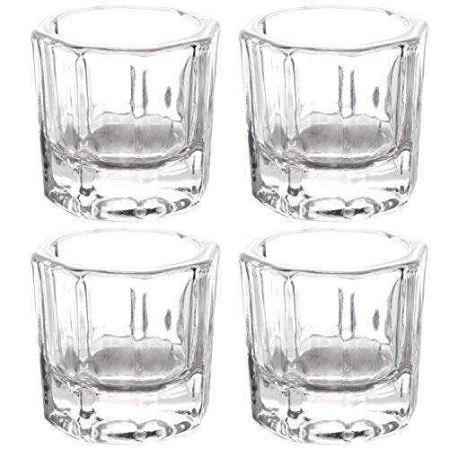 BTYMS 4 Pieces Acrylic Dappen Dish Nail Dapping Dish Nail Powder and Liquid Holder Glass Bowl Crystal Cup Nail Supplies