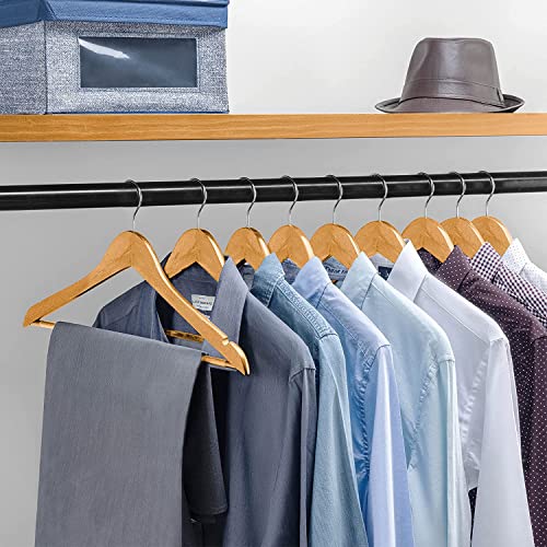 WHISKET - Lotus Premium Wooden Hangers- Vintage Style, Smooth Finish, Non-Slip Pant Bar, 360° Swivel Hook – for Closet Organization, Shirts, Coats, Jackets, and Dresses. (Beige) [Pack of 10] - Image 4