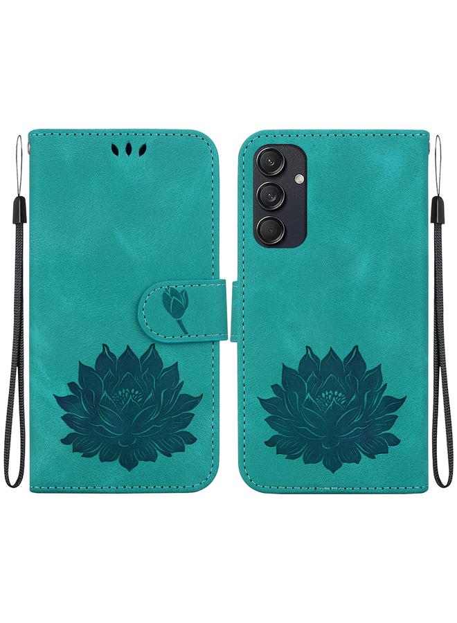 erorex Case For Samsung Galaxy M55 Lotus Embossed Leather Phone Case  - Image 1