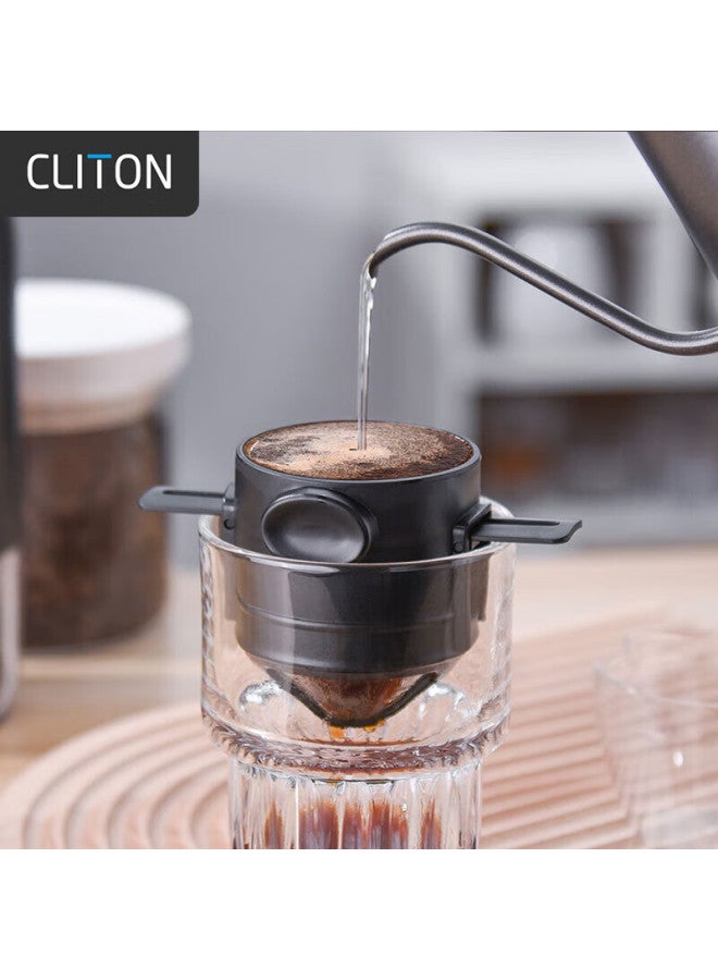 Cliton Pour Over Coffee Filter Cup Drip Style Stainless Steel Coffee Pot With Filter Basket For Home Use, 1-2 Cups - Image 1