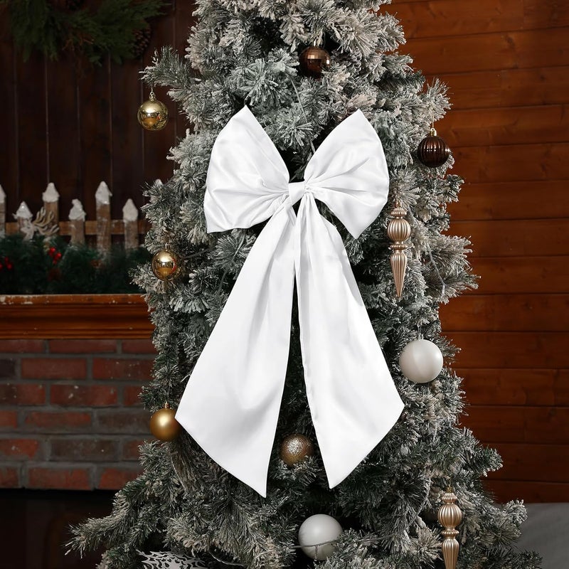 Suncalla 3 Pcs 2 FT Large Bow Decorations Big Satin Bows Hanging Wall Decors for Room Fireplace Coquette Birthday Backdrop Bridal Shower Wedding Bachelorette Christmas Party Supplies(White) - Image 3