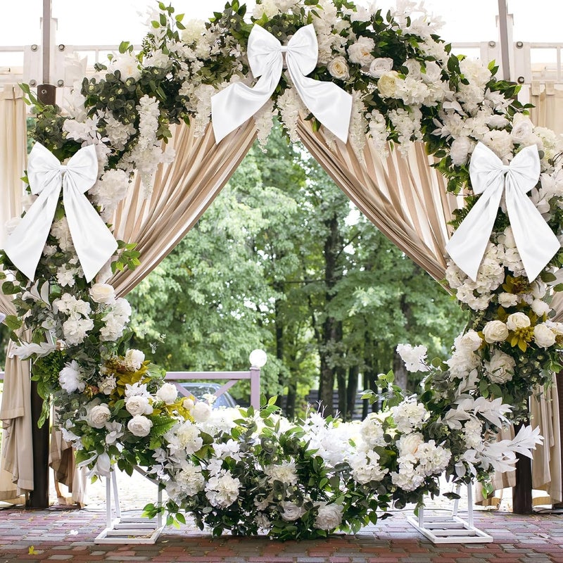 Suncalla 3 Pcs 2 FT Large Bow Decorations Big Satin Bows Hanging Wall Decors for Room Fireplace Coquette Birthday Backdrop Bridal Shower Wedding Bachelorette Christmas Party Supplies(White) - Image 5