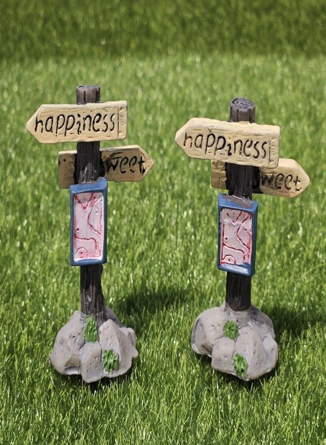 ARUNA DECOR Miniature Signboard Set of 2 for Mini Garden Decor, Fairy Garden Accessories, Dollhouse Decoration & DIY Crafts | Mini Toy Sign Boards for Terrariums, Planters & Gifting - Image 1